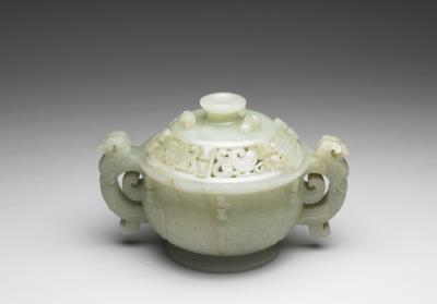 图片[2]-Jade incense burner with animal-mask pattern, Qing dynasty (1644-1911)-China Archive